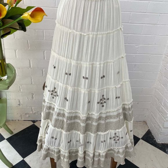 RALPH LAUREN Embellished Cream Maxi Skirt RRP$189 - Picture 5 of 8